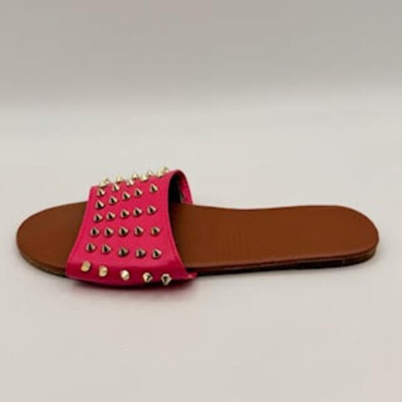 Hot Pink Studded Slide Sandals Flat Slip-On Women’s Size 7 - Picture 5 of 7